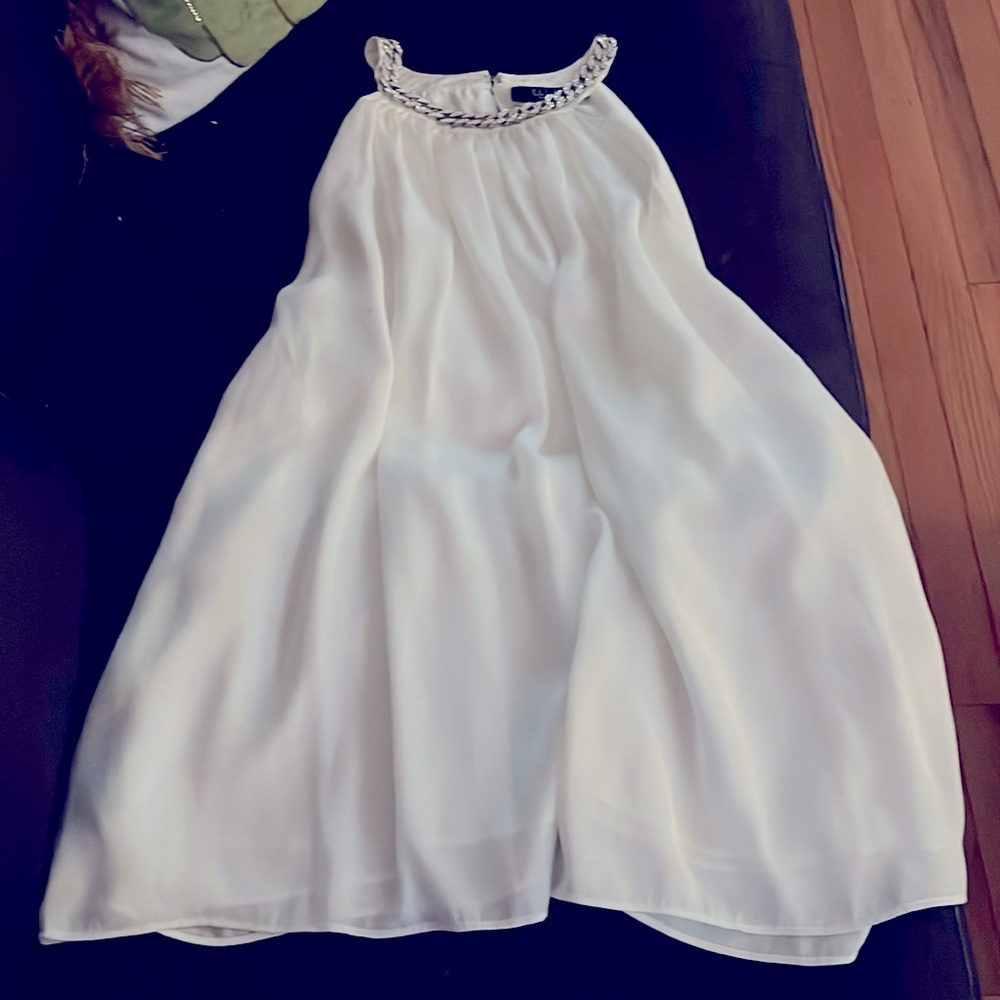 ELLA White “satin look with embellished neckline top